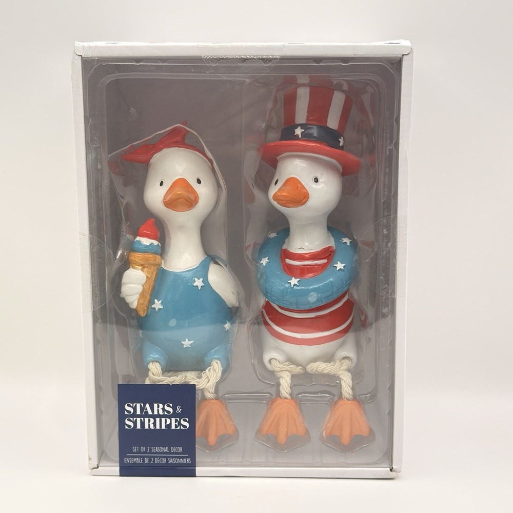 Stars & Stripes American Duck Couple 4th Of July Figure Home Decor TIKTOK Viral
